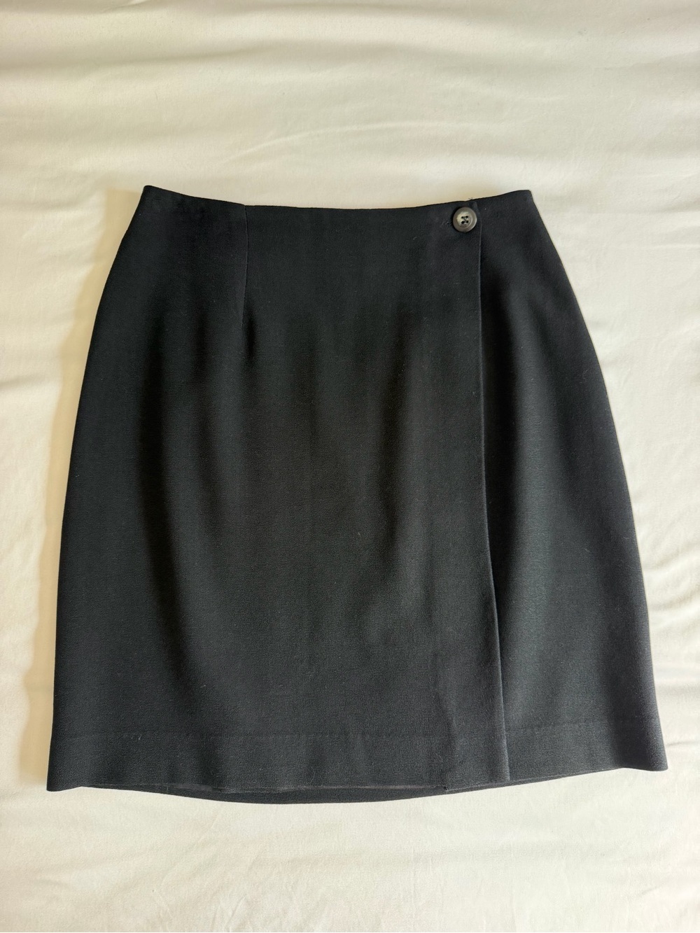 VTG Lauren Alexandra 100% Wool Black Classic Preppy Wrap Front Mini Skirt